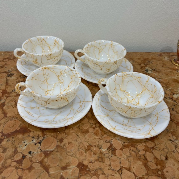 Hazel Atlas Drizzle Teacups Set - Picture 3 of 7